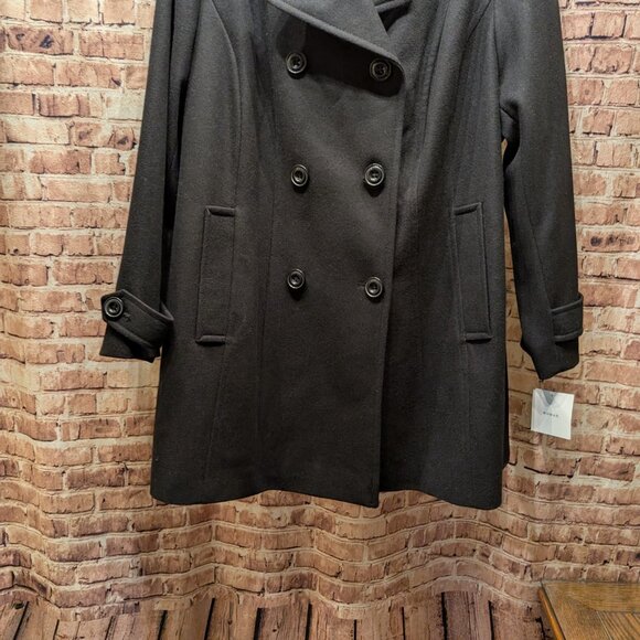 croft & barrow Black Double-Breasted Peacoat Size 2X NWT - Picture 3 of 13